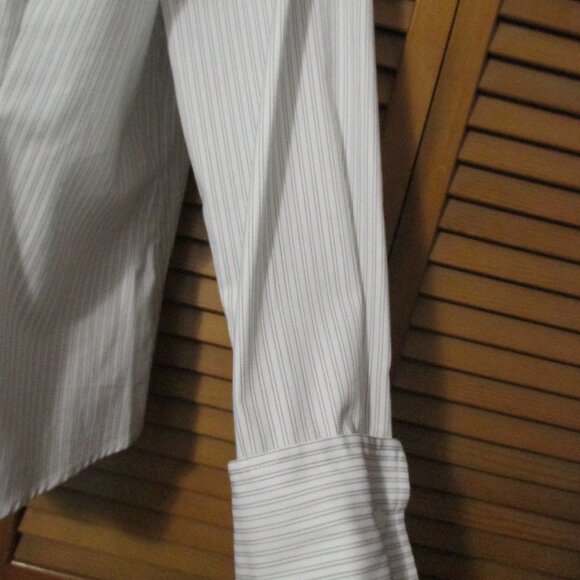 Worthington top NEW button down stretch, white w/black vertical lines size 18 - Picture 8 of 11